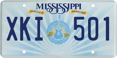 MS license plate XKI501
