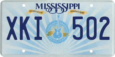 MS license plate XKI502