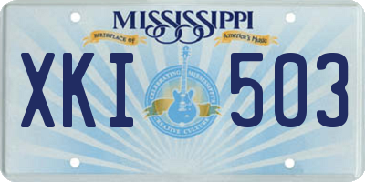 MS license plate XKI503
