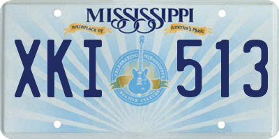 MS license plate XKI513