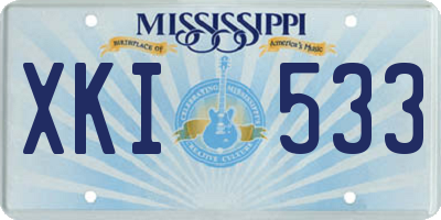 MS license plate XKI533