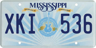 MS license plate XKI536