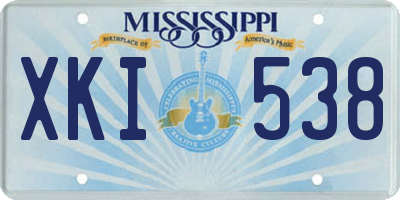 MS license plate XKI538