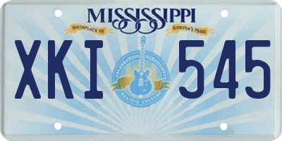 MS license plate XKI545