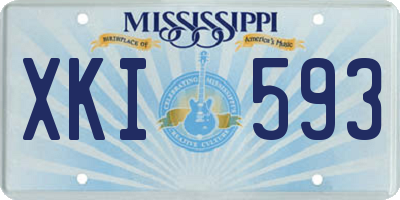 MS license plate XKI593