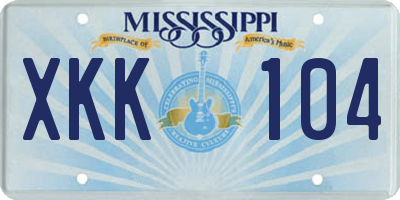 MS license plate XKK104