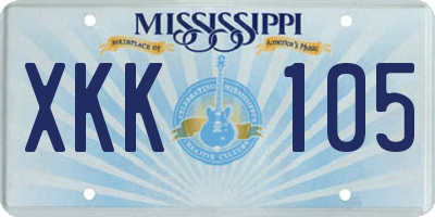 MS license plate XKK105
