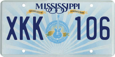 MS license plate XKK106