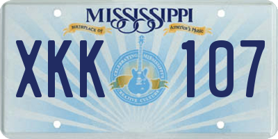 MS license plate XKK107