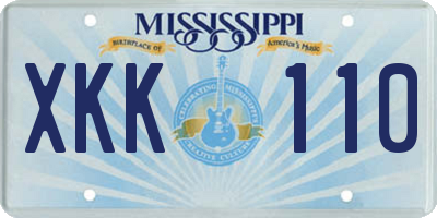 MS license plate XKK110