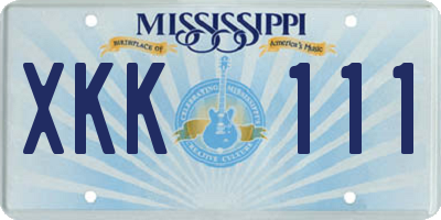 MS license plate XKK111