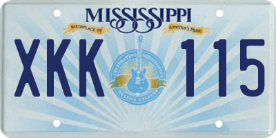 MS license plate XKK115
