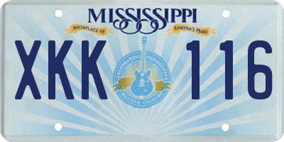 MS license plate XKK116
