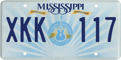 MS license plate XKK117