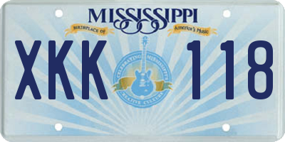 MS license plate XKK118