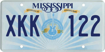 MS license plate XKK122