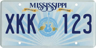 MS license plate XKK123