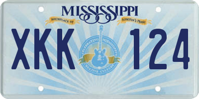 MS license plate XKK124