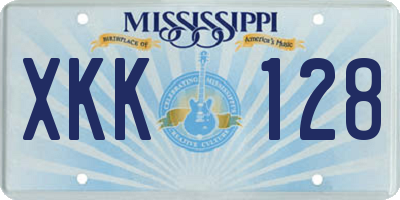 MS license plate XKK128