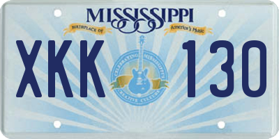 MS license plate XKK130