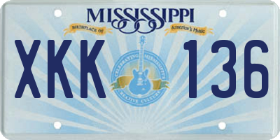MS license plate XKK136