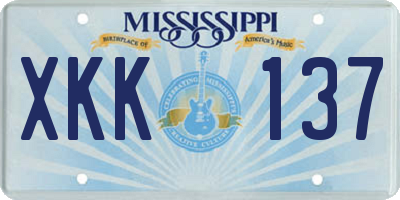 MS license plate XKK137
