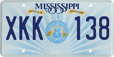 MS license plate XKK138