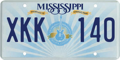 MS license plate XKK140