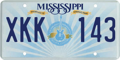 MS license plate XKK143
