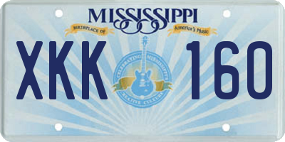 MS license plate XKK160