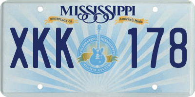 MS license plate XKK178