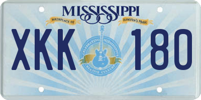 MS license plate XKK180