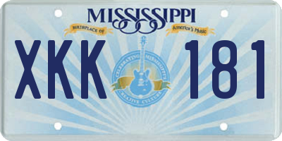MS license plate XKK181