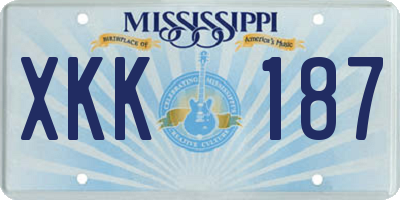 MS license plate XKK187