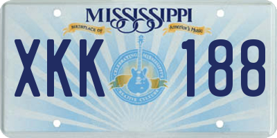 MS license plate XKK188