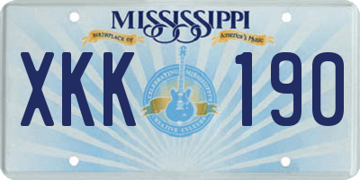 MS license plate XKK190