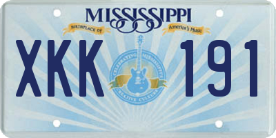 MS license plate XKK191