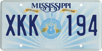 MS license plate XKK194