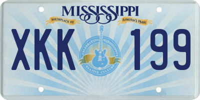 MS license plate XKK199