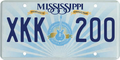 MS license plate XKK200
