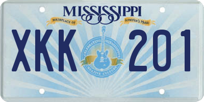 MS license plate XKK201