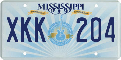 MS license plate XKK204