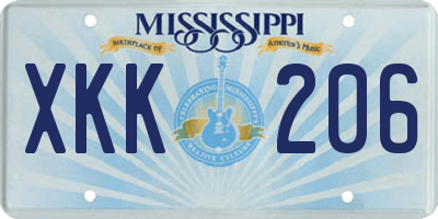 MS license plate XKK206