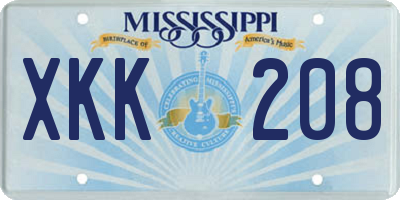 MS license plate XKK208