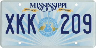 MS license plate XKK209