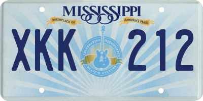 MS license plate XKK212