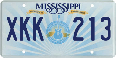 MS license plate XKK213