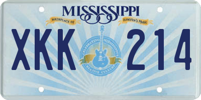 MS license plate XKK214