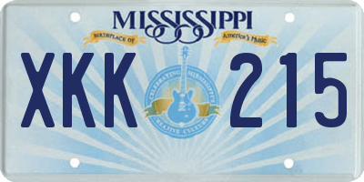MS license plate XKK215