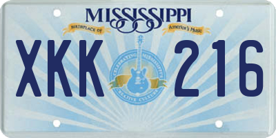 MS license plate XKK216